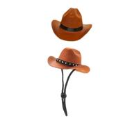 Lurrose Sombrero Decorativo para Mascotas Cinta Negra y Estrella De Terciopelo, Sombrero Vaquero M, Ligero y Portátil para Fiestas, Perros y Gatos Pequeños