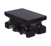 Lurrose Soporte de Exhibición de Madera para Teteras y Bonsáis, Pedestal Rectangular Giratorio 10x6x4,5 Cm, Base Tallada para Decoración Oriental en Interior, Expositor de Mesa Resistente