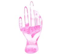 Lurrose Soporte para Anillos Forma de Mano en Plástico Rosa Transparente, Porta Joyas Decorativo para Collares y Pulseras, Adecuado para Mostrador y Escritorio