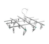 Lurrose Tendedero Plegable de Acero Inoxidable 20 Pinzas Antideslizantes, Resistente al Viento, para Colgar Calcetines y Ropa Interior, Secado Compacto para Uso Doméstico