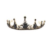 Lurrose Tiara Barroca Negra de Aleación Ligera Decoración de Gemas de Imitación para Boda y Fiesta, Tocado Elegante para Novia y Mujer