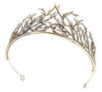 Lurrose Tiara de Aleación Dorada Diseño de Rama para Novia, Fácil de Poner y Quitar, Adecuado para Banquetes y Decoración para Cumpleaños