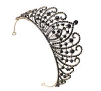Lurrose Tiara de Novia Barroca de Aleación Dorada y Negra Gemas de Imitación, Accesorio Cabello de Mujer y Niñas, Tocado para Boda y Fiesta Elegante