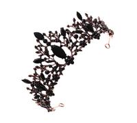 Lurrose Tiara de Novia Barroca Negra, Accesorio Cabello Gemas de Imitación, Tocado Elegante para Boda, Fiesta y Fotografía, Adorno Ligero y Portátil para Mujer