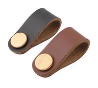 Lurrose Tiradores De Cajón De Cuero Genuino 2 Piezas Estilo Vintage Para Armarios y Gabinetes, Perillas Duraderas Hechas a Mano Para Uso En Hogar y Oficina