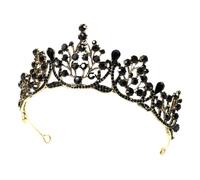 Lurrose Tocado de Fiesta de Bodas Estilo Barroco Vintage para Novia, Adorno en Forma de Diadema de Aleación Negra, Decoración de Cabello Elegante para Bodas