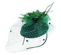 Lurrose Tocado para Mujer Pinza, Diadema Fascinador de Malla Verde Oscura, Accesorio Vintage para Fiesta, Boda y Evento Elegante, Complemento para Peinado Velo y Diseño Retro