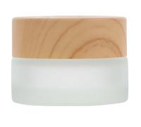 Lurrose Vaso de Vidrio con Tapa de Madera para Lavado de Pinceles en Decoración de Uñas, Práctico y Delicado para Trabajo de Nail Art con Capacidad de 5g