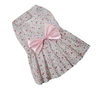 Lurrose Vestido para Perro Rosa Talla M, Falda Transpirable Floral Lazo, Ropa para Mascotas Ligera y Cómoda Adecuado para Fiestas, Cosplay y Actividades al Aire Libre