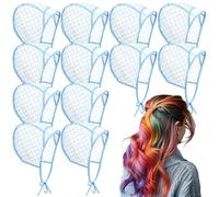 LURVOUS 12 Piezas Gorro para Mechas, Agujeros Preagujereados para Tinte de Pelo en Casa o Salón, Accesorio para Resaltar el Cabello para Mujer y Hombre (Blue)