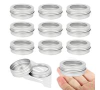 LusDoly 10 Piezas Tarros de Aluminio 30 ml Plata con Tapa Rosca Ventana - Lata Aluminio Redonda D50mm x H22mm - Botes Metálicos Pequeños para Cosmética, Velas DIY, Almacenamiento y Viaje