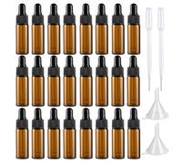 LusDoly 100 Piezas 5ml Frascos Cuentagotas de Vidrio Marrón Mini Botellas de Aceite Esencial Envase Cosmético Muestra Embalaje Frasco Tarro con Cristal Cuentagotas