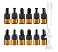 LusDoly 12 Piezas 1ml Frascos Cuentagotas de Vidrio Marrón Mini Botellas de Aceite Esencial Envase Cosmético Muestra Embalaje Frasco Tarro con Cristal Cuentagotas