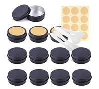 LusDoly 20 Piezas 15 ml Tarros de Aluminio con Tapa Rosca Negro Mate - Ø41x17mm Pequeña Redondo Bote de Aluminio Latita Aluminio Cosmética para Cremas Loción Velas con Espátulas y Pegatinas