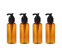 LusDoly 4 Piezas Recargable 100ml Marrón Botella Dosificador Vacías de Plástico, para Jabón de Emulsión Gel de Ducha Cocina o Viajes.