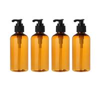 LusDoly 4 Piezas Recargable 200ml Marrón Botella Dosificador Vacías de Plástico, para Jabón de Emulsión Gel de Ducha Cocina o Viajes.