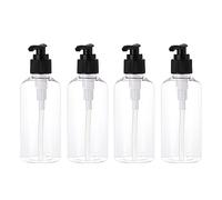 LusDoly 4 Piezas Recargable 200ml Transparente Botella Dosificador Vacías de Plástico, para Jabón de Emulsión Gel de Ducha Cocina o Viajes.