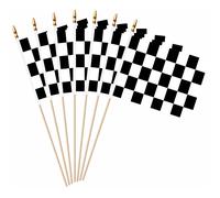 LUSEOAN 20 Pack Checkered Black and White Racing Mini Stick Flags Small Miniature Handheld Race Car Flag Decorations 5x8 Inch