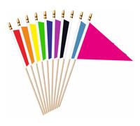 LUSEOAN 20 Pack Red White Blue Black Orange Yellow Green Purple Pink Mini Pennant Wood Stick Flag Set 5x8 Inch Solid Color Blan