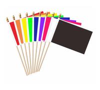 LUSEOAN 20 Pack Red White Blue Black Orange Yellow Green Purple Pink Mini Wood Stick Flag Set 5x8 Inch Solid Color Blank Hand H