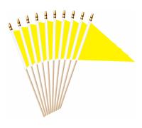 LUSEOAN 20 Pack Yellow Mini Pennant Wood Stick Sublimation Flag Set 5x8 Inch Solid Color Blank Hand Held Small Miniature Trian