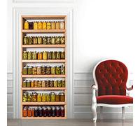 LuSeven viniloass puert Fruta estante de almacenamiento madera 77x200cm(30.31 inches * 78.74 inches) xtraíble Impermeable DIY Adhesivo Decorativo de Puerta Autoadhesivo de Bricolaje Pegatinas de Pared