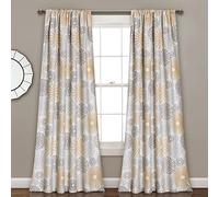 Lush Decor 16T000887 Mulit Circles - Juego de Cortinas para oscurecer la habitación, Color Amarillo/Gris, 84 x 52 Pulgadas