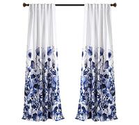 Lush Decor, 84 x 52 Pulgadas, Azul Marino, Zuri Flora, Cortinas filtrantes de luz, Juego de Paneles de Ventana para Sala, Comedor, Dormitorio (par)