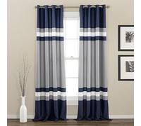 Lush Decor Alexander Panel de Cortina, Poliéster, Azul Marino, 52" W x 84" L (Pack of 1)