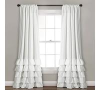 Lush Decor, Allison - Juego de Cortinas Blancas con Volantes para Sala, Comedor, Dormitorio (par), 95 x 40 Pulgadas, 95 Pulgadas de Largo