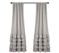 Lush Decor, Allison - Juego de Cortinas con Volantes Color Gris Claro para Sala de Estar, Comedor, Dormitorio, 241 x 101 cm, 241 cm de Largo