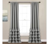 Lush Decor Allison Panel de Cortina de Ventana con Volantes, 213 cm de Largo x 101 cm de Ancho, Gris Oscuro