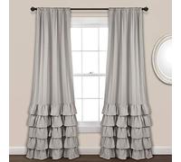 Lush Decor Allison - Panel de Cortina para Ventana con Volantes, Gris Claro, 84" x 40"