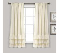 Lush Decor Allison - Par de Cortina para Ventana con Volantes, 160 cm de Largo x 101 cm de Ancho, Color Marfil