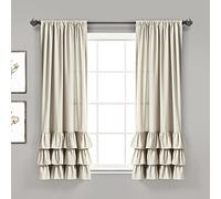 Lush Decor Allison - Par de Paneles de Cortina para Ventana, 160 cm de Largo x 101 cm de Ancho, Color Neutro