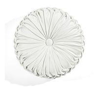 Lush Decor Almohada Decorativa Redonda Plisada de Terciopelo Suave, 15 Pulgadas, Color Blanco