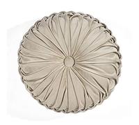 Lush Decor Almohada Decorativa Redonda Plisada de Terciopelo Suave, 15 Pulgadas, Color Gris Pardo
