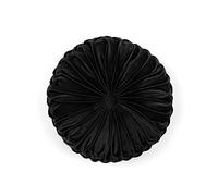 Lush Decor Almohada Decorativa Redonda Plisada de Terciopelo Suave, 15 Pulgadas, Color Negro