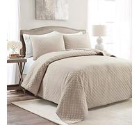 Lush Decor AVA Diamond - Juego de edredón de 3 Piezas, Neutro, tamaño King/Lime King