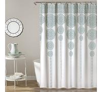 Lush Decor, Azul Cortina de Ducha de medallón a Rayas, diseño de Mandala Bohemio de Damasco, 72 x 72 Pulgadas, Poliéster, 72" W x 72" L (Pack of 1)