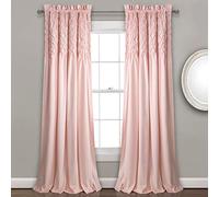 Lush Decor Bayview Curtains - Juego de Cortinas semitransparentes con Textura Pintuck para Sala, Comedor, Dormitorio (par), 84 x 52 Pulgadas, Color Rubor