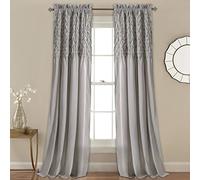Lush Decor Bayview Curtains Pintuck-Juego de Cortinas semitransparentes con Textura para Sala, Comedor, Dormitorio (par), Poliéster, Gris, W 54" x L 84" (1 Panels)