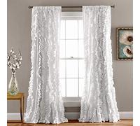 Lush Decor Belle - Panel de Ventana para Sala de Estar, Comedor, Dormitorio (Cortina Individual), 84 x 54 Pulgadas, Color Blanco
