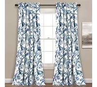 Lush Decor, Blue Curtains Dolores - Panel de Ventana para oscurecer para salón, Comedor, Dormitorio (par) (274 x 132 cm)