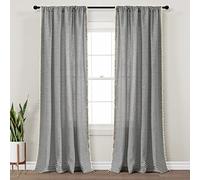 Lush Decor Boho Coastal - Par de Cortinas horizontales con borlas para Ventana, 132 cm de Ancho x 213 cm de Largo, Color Negro