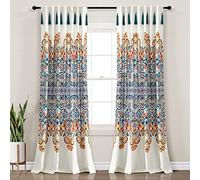 Lush Decor Boho Medallion - Par de Cortinas para Ventana, 52 Pulgadas de Ancho x 84 Pulgadas de Largo, Turquesa y Mandarina