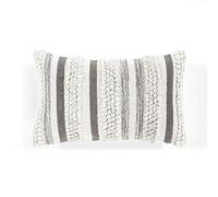 Lush Decor Bria - Funda de Almohada Decorativa a Rayas, 13 x 20 Pulgadas, Color Gris