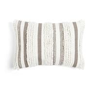Lush Decor Bria - Funda de Almohada Decorativa a Rayas, 13 x 20 Pulgadas, Neutro