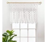 Lush Decor Cenefa de algodón con Textura de macramé Bohemio, 101,6 de Ancho x 76,2 cm de Largo, Cortinas de Cocina o baño y decoración de Pared, Color Blanco