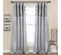 Lush Decor Circle Dream - Juego de Paneles de Cortinas para Ventana, Sala de Estar, Comedor, Dormitorio (par), 54 Pulgadas de Ancho x 84 Pulgadas de Largo, Color Gris Claro